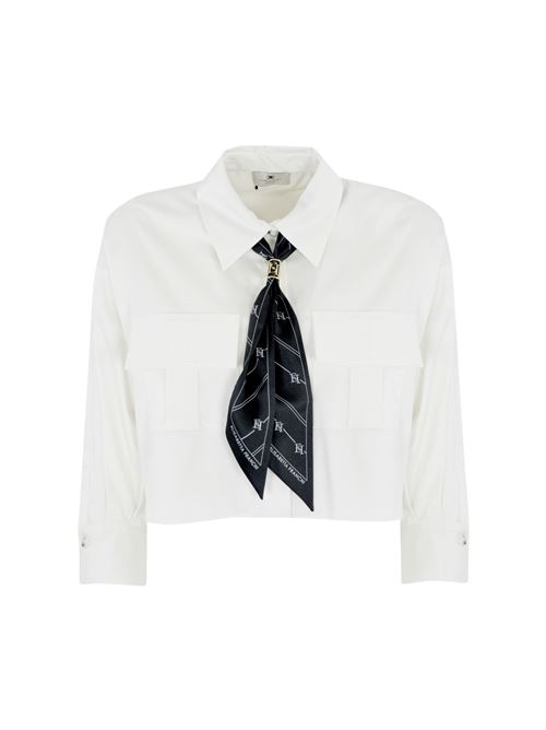 Camicia cropped in raso stretch con foulard Elisabetta Franchi | CA08246E2100